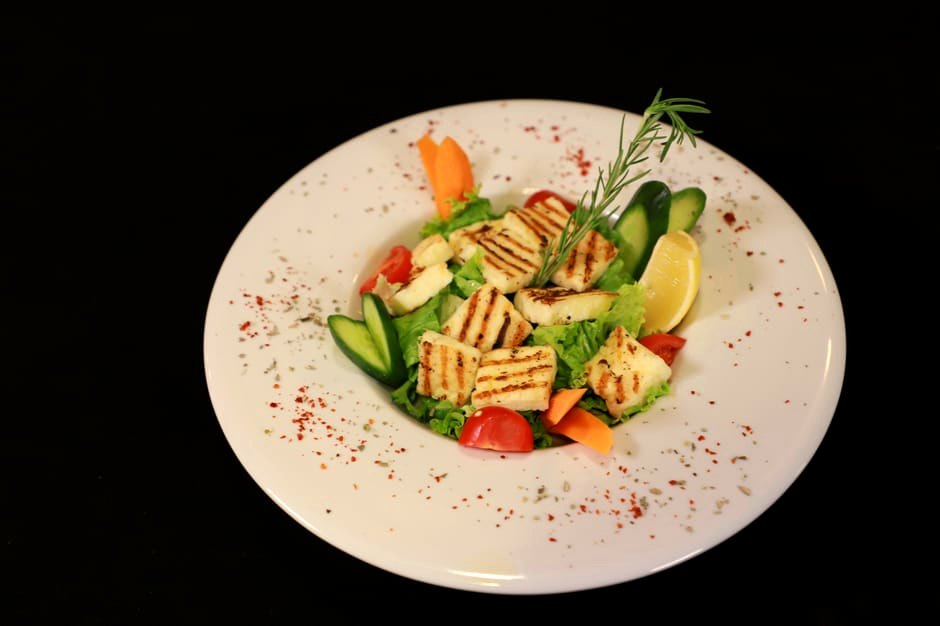 Grilled Halloumi Greek Salad Bowl — high-protein lunch recipe